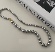 Silver Simulated Akoya gold Magnetic buckles Pearls Necklace For Women