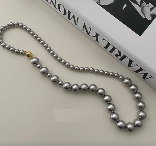 Silver Simulated Akoya gold Magnetic buckles Pearls Necklace For Women