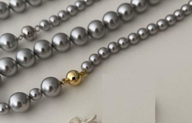 Silver Simulated Akoya gold Magnetic buckles Pearls Necklace For Women