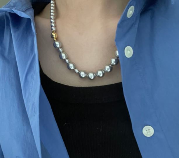 Silver Simulated Akoya gold Magnetic buckles Pearls Necklace For Women