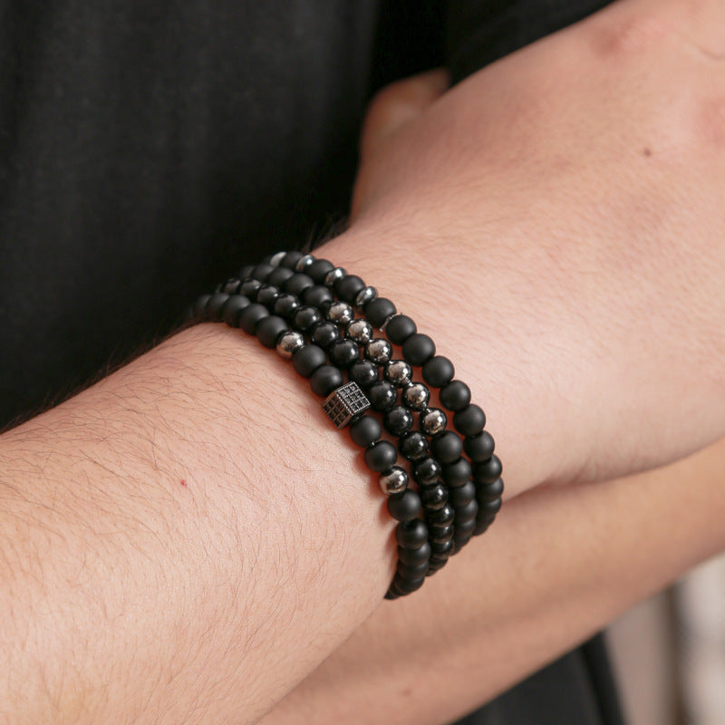 Men's fashion retro black frosted bracelet