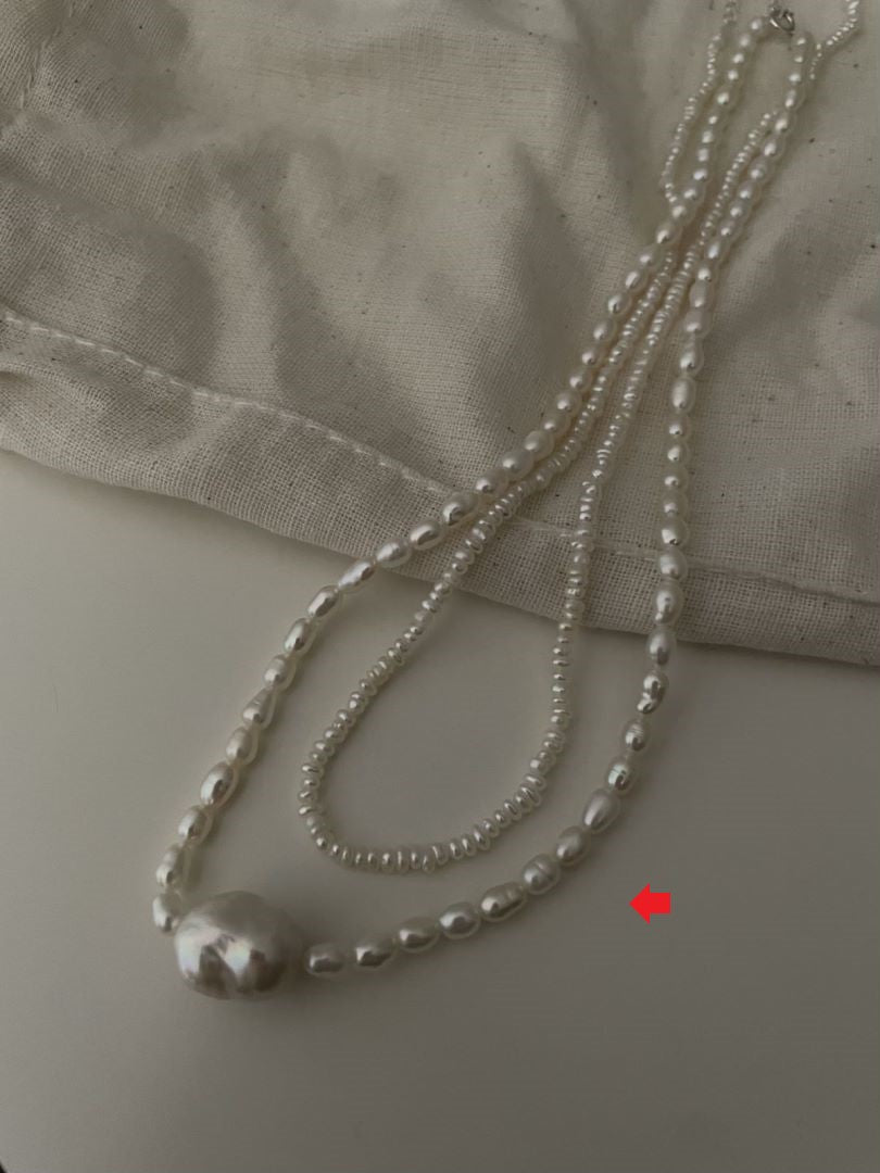 Unique Silver Clasp Natural Freshwater Baroque and drop Pearl Necklace