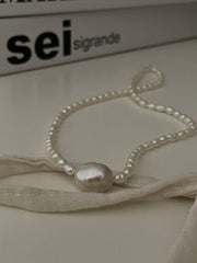 Unique Silver Clasp Natural Freshwater Baroque and drop Pearl Necklace