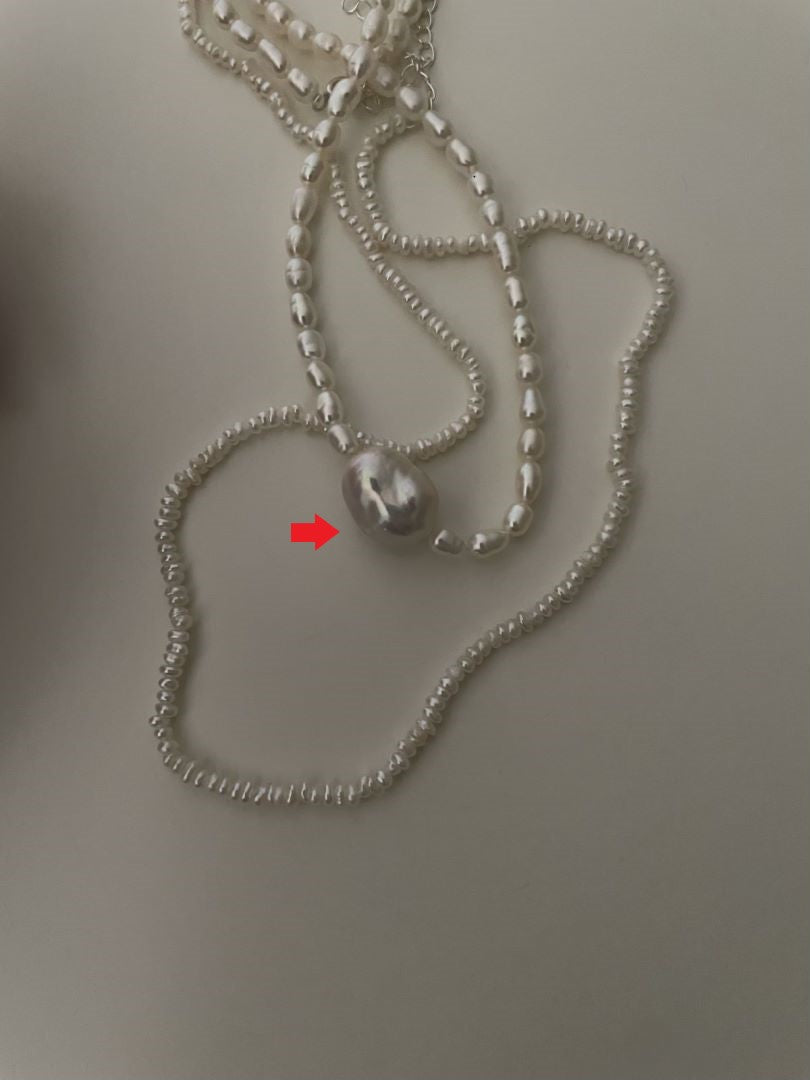 Unique Silver Clasp Natural Freshwater Baroque and drop Pearl Necklace