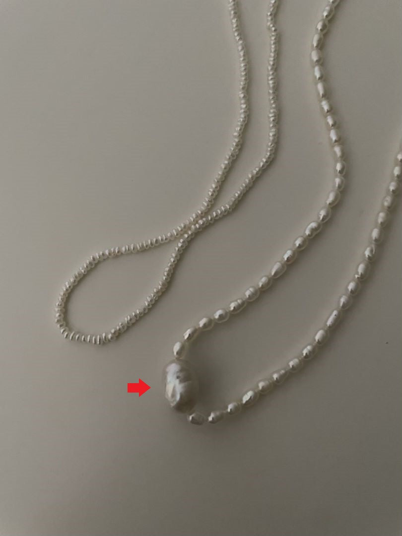 Unique Silver Clasp Natural Freshwater Baroque and drop Pearl Necklace