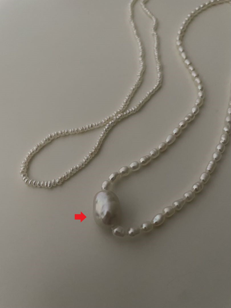 Unique Silver Clasp Natural Freshwater Baroque and drop Pearl Necklace