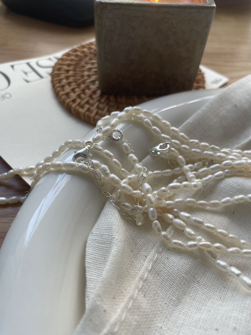 Natural Freshwater Jewelry for DIY Bracelet Strand Rice Pearl Necklace
