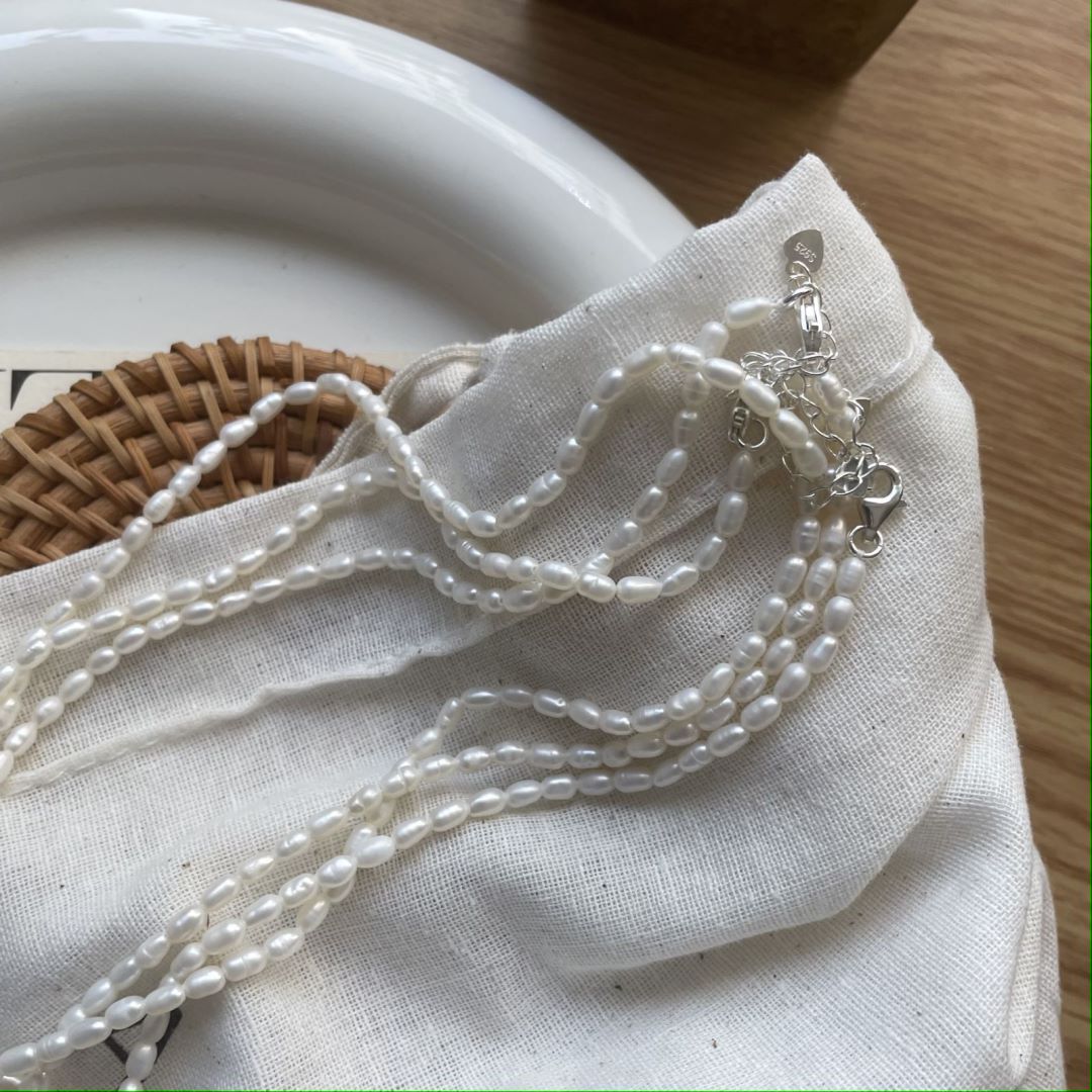 Natural Freshwater Jewelry for DIY Bracelet Strand Rice Pearl Necklace