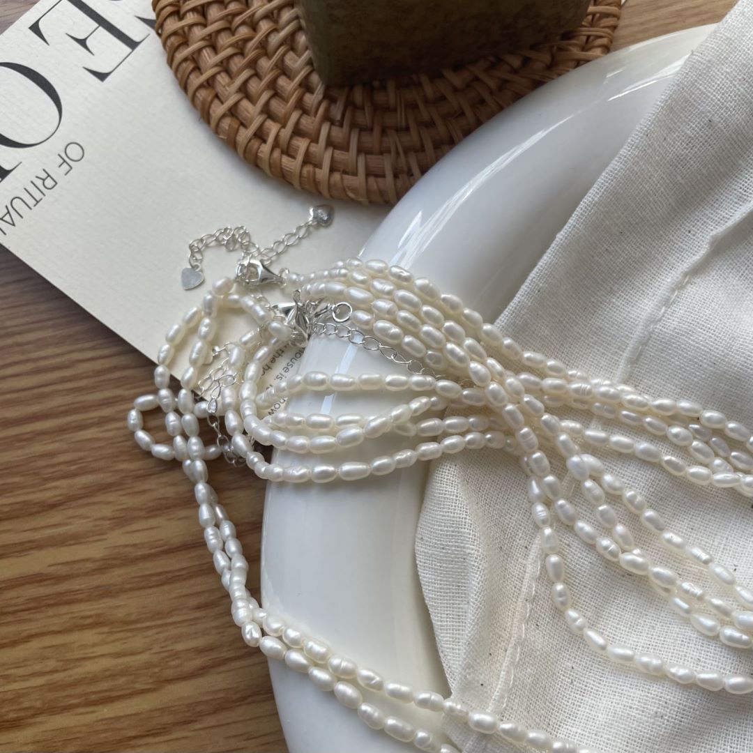 Natural Freshwater Jewelry for DIY Bracelet Strand Rice Pearl Necklace