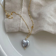 Natural hearts silver chain Gold Baroque and Sweetheart pearl necklace