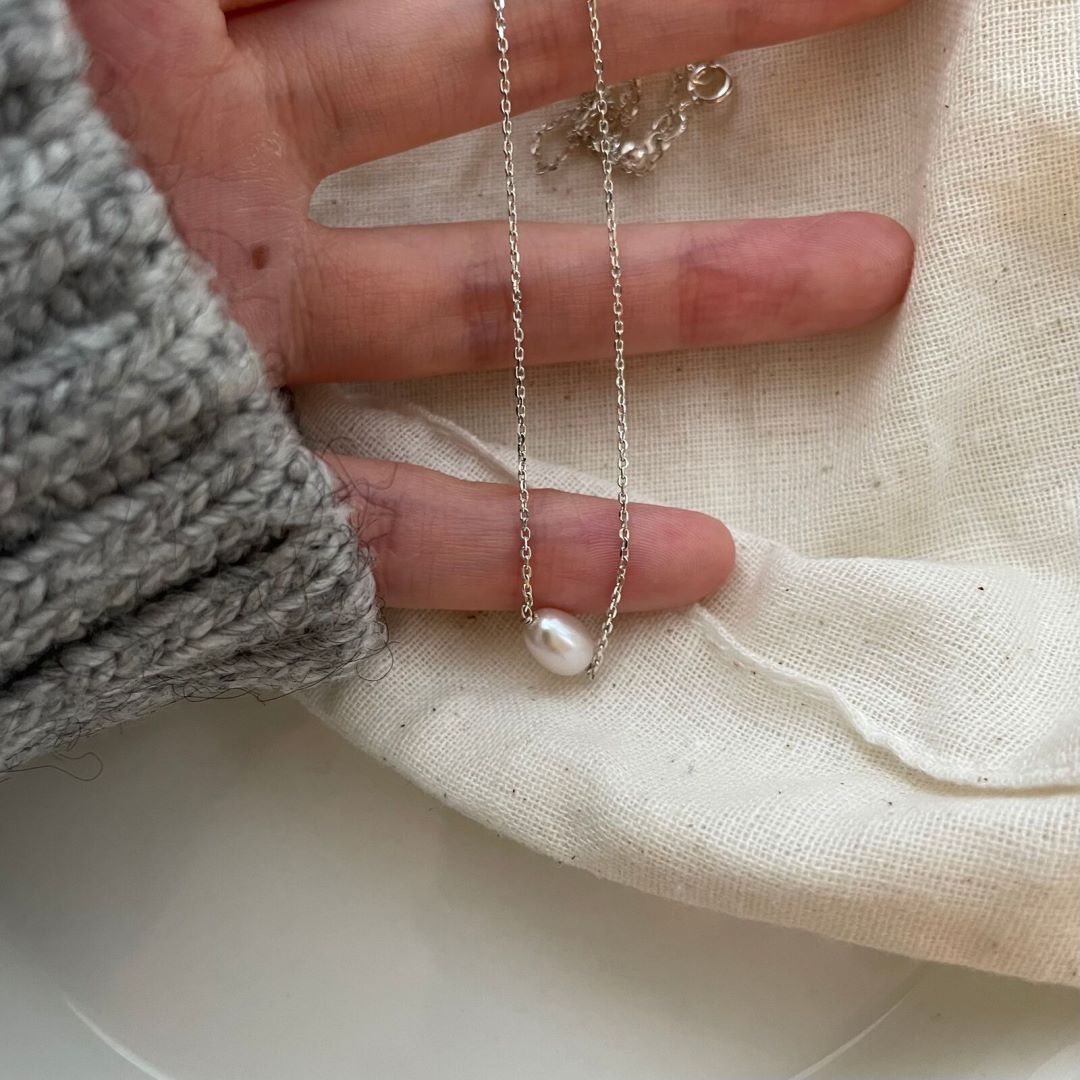 Sterling Silver Luminous Elegance Genuine Charm carrier chain necklace