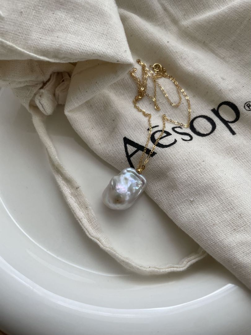 Natural Gold Chain Baroque Pearls pendant necklace 14K Plated Jewelry 