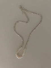 Silver Beaded Chain Necklace Irregular Bead Women Necklace Silver Girl
