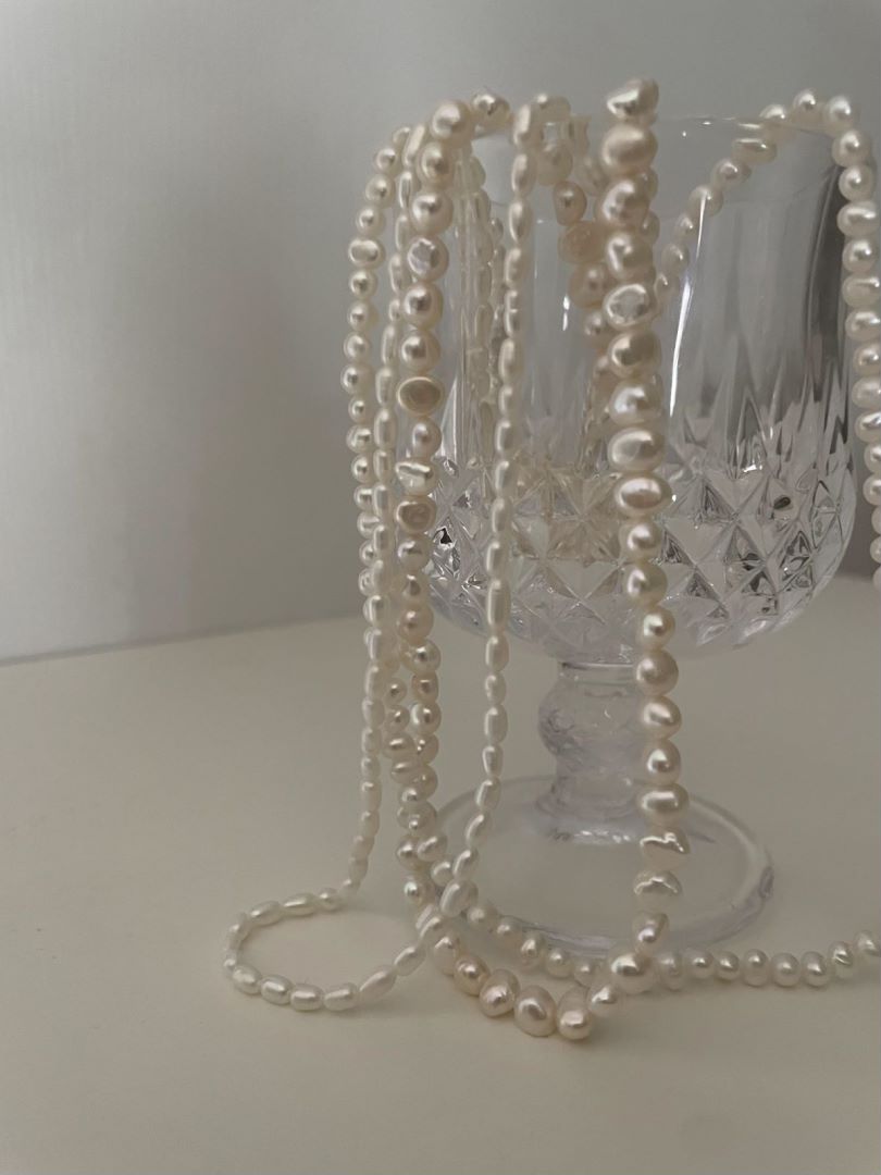 Pulldown Trinity Layer Beaded Baroque Pearls stunning Necklace Ripples