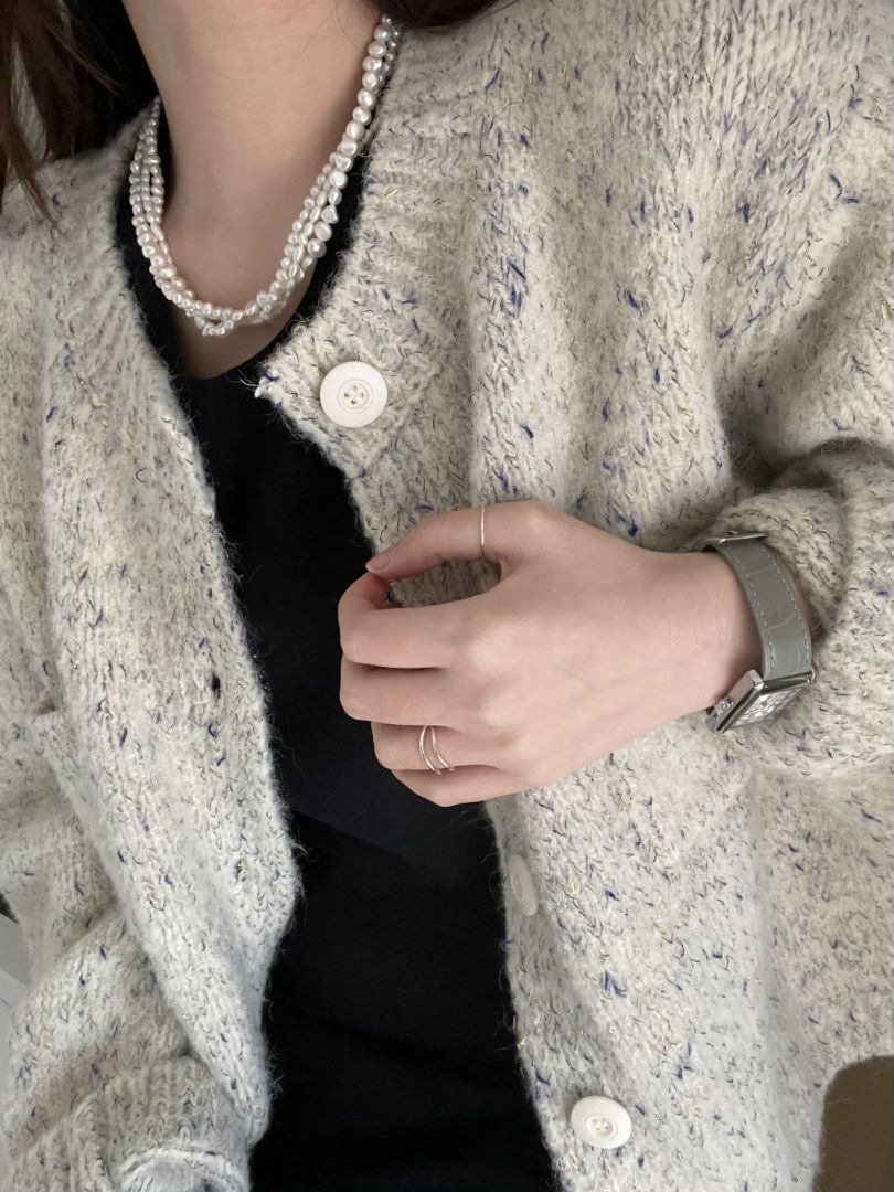 Pulldown Trinity Layer Beaded Baroque Pearls stunning Necklace Ripples