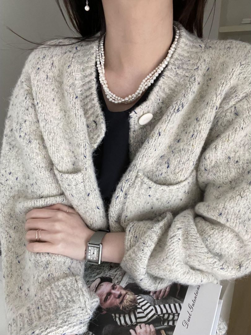 Pulldown Trinity Layer Beaded Baroque Pearls stunning Necklace Ripples