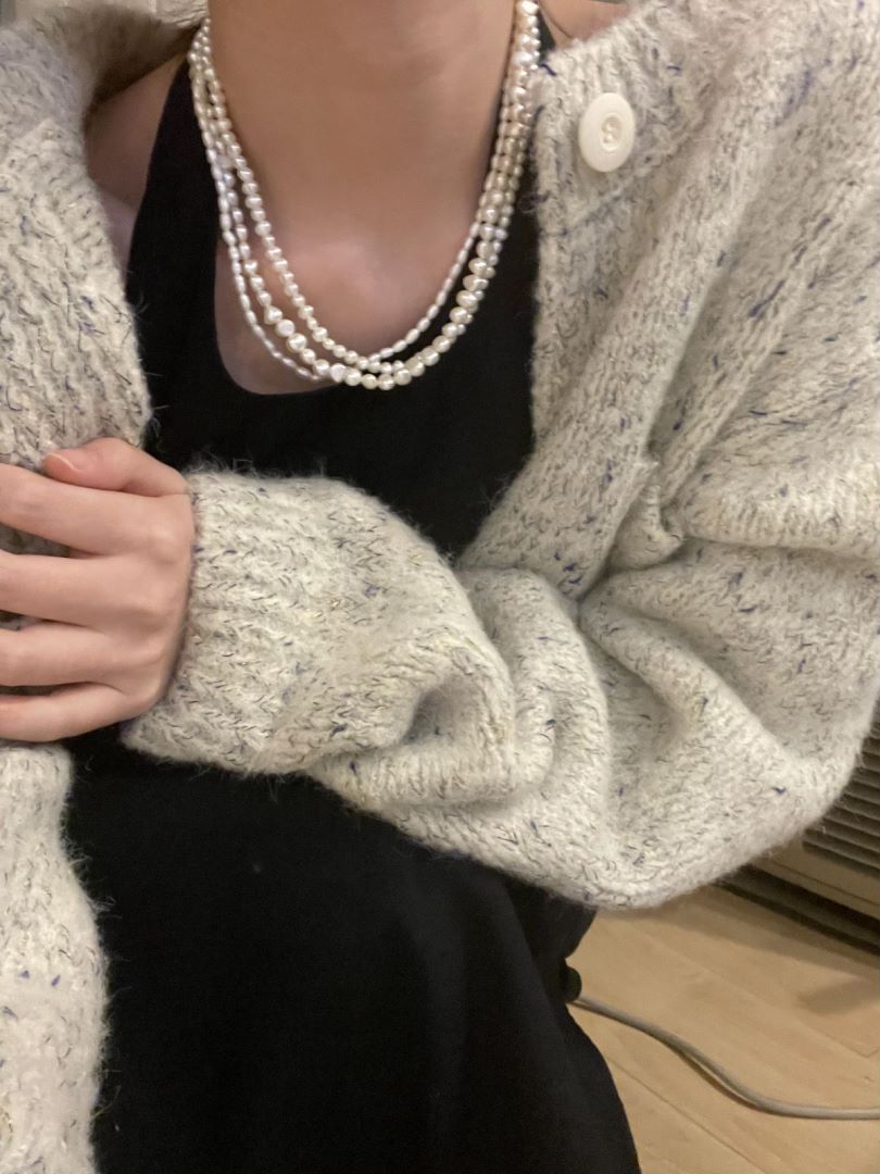 Pulldown Trinity Layer Beaded Baroque Pearls stunning Necklace Ripples