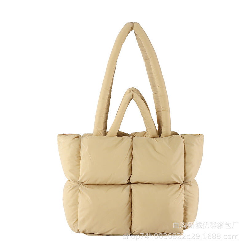 Diamond square Tote bag soft cotton pillow bag underarm bag puff bag