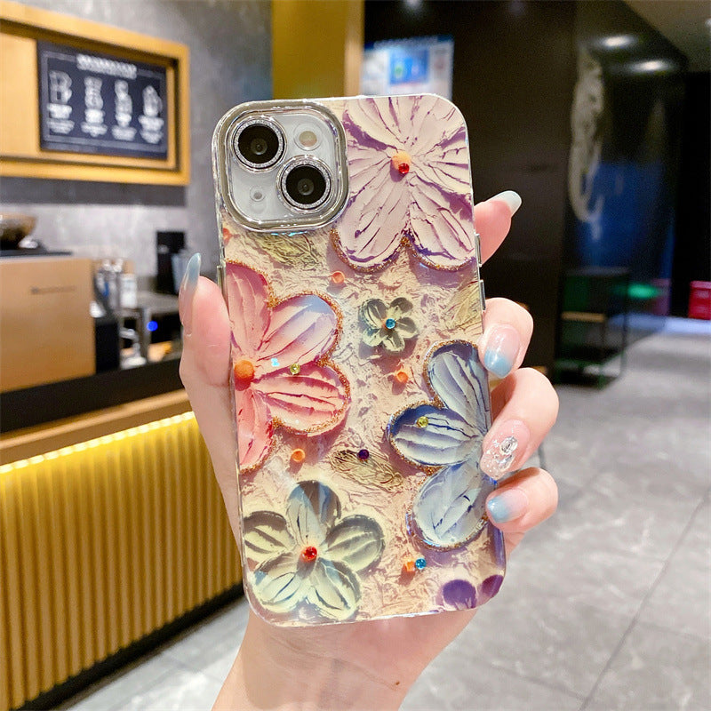 Blue Diamond Flower phone case for iPhone 15, 15 Plus, 15 Pro & 15 Pro Max