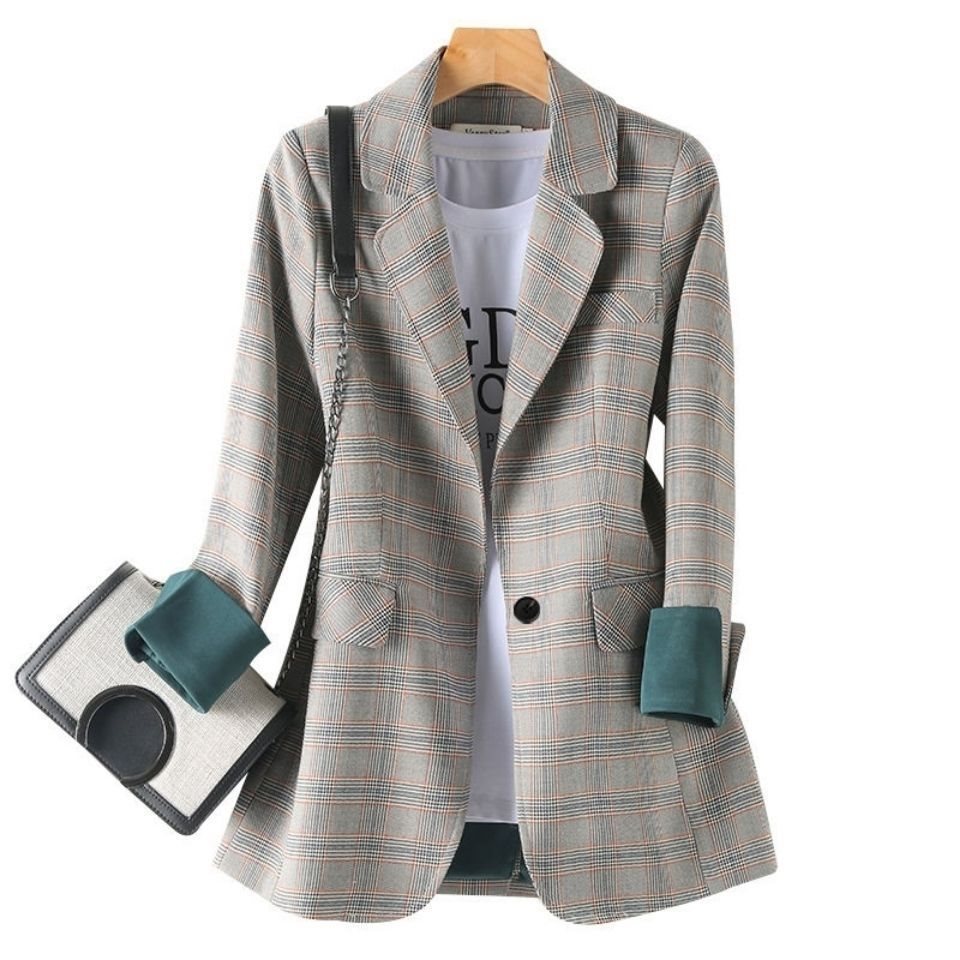 Plaid suit jacket woman new  version of loose fashion temperament casual suit