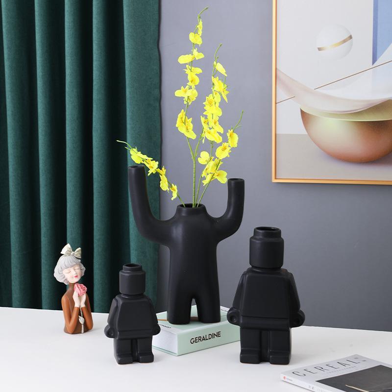 Human vase Ceramic vase Creative home decoration living room decoration Dry flower placement robot ceramics