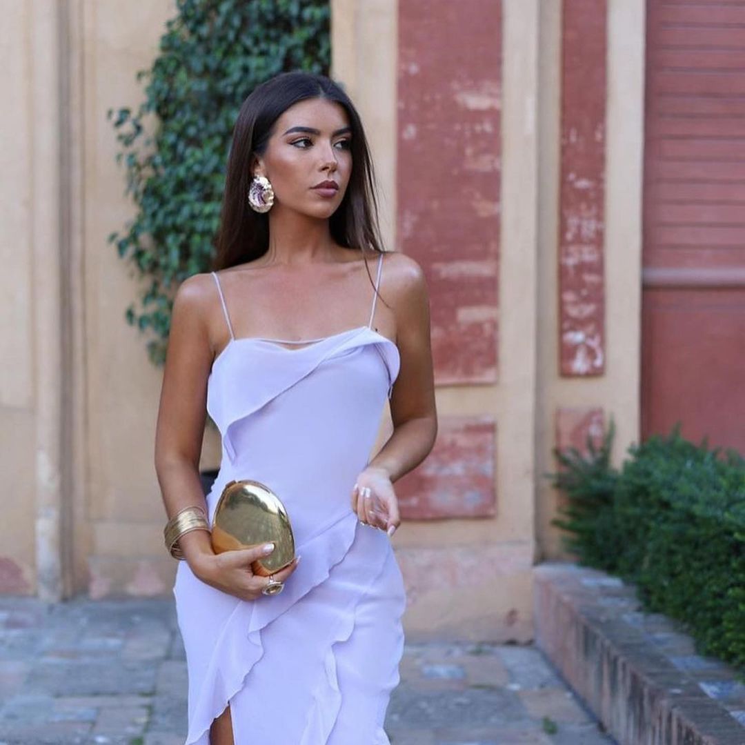 New chiffon sexy halter slit ruffled skirt