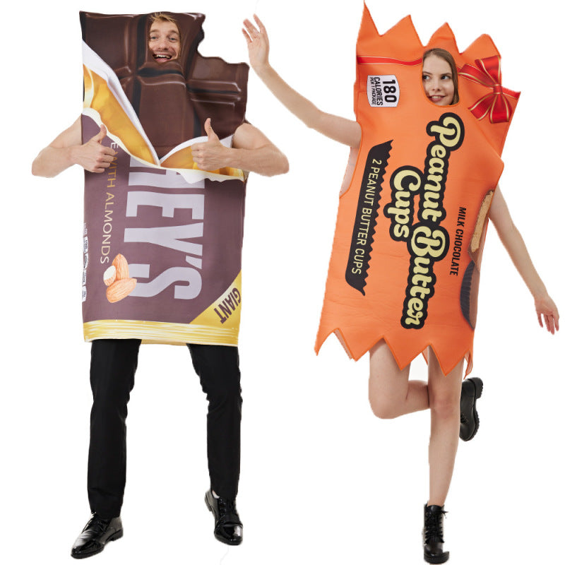 Halloween party costume Peanut butter chocolate bar cosplay couple costume onesie fun costume