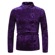 Autumn and winter new men's solid color long sleeve T-shirt European size men's canary turtleneck T-shirt