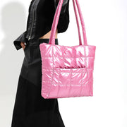 Tote bag commuter fashion shoulder bag women's large capacity plaid cloud cotton jacket bag