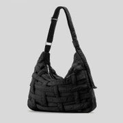 High capacity woven hollowed-out bag with micro crepe lined nylon Tote bag commuter handbag