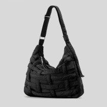 High capacity woven hollowed-out bag with micro crepe lined nylon Tote bag commuter handbag