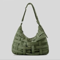 High capacity woven hollowed-out bag with micro crepe lined nylon Tote bag commuter handbag