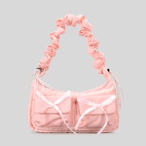 New fashion bag women's casual nylon drawstring shoulder strap ruffled handbag