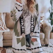 Long sleeve printed cardigan woolen coat