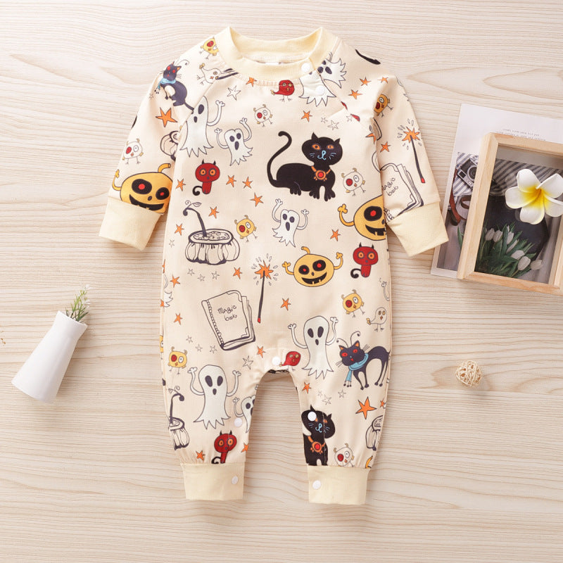 Autumn new Halloween baby onesie long sleeve clothing animal print crawling suit