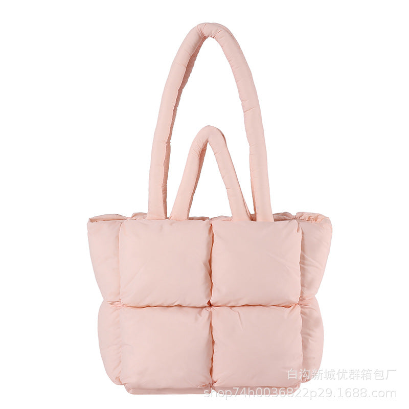 Diamond square Tote bag soft cotton pillow bag underarm bag puff bag