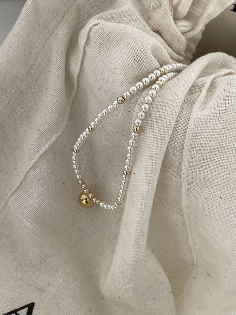 Swarovski shining flawless luster tiny rice pearls 14k solid gold bead