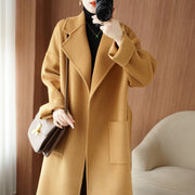 100% pure wool double-sided cashmere coat women's medium length loose thick wool coat