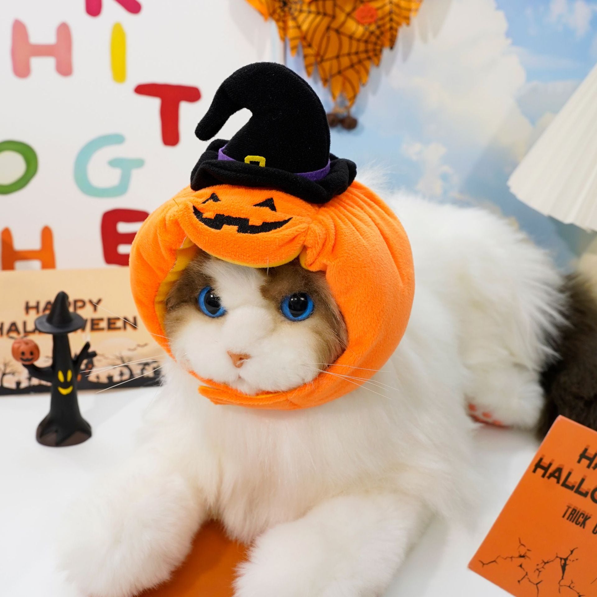 Pet hat Halloween funny pumpkin hat