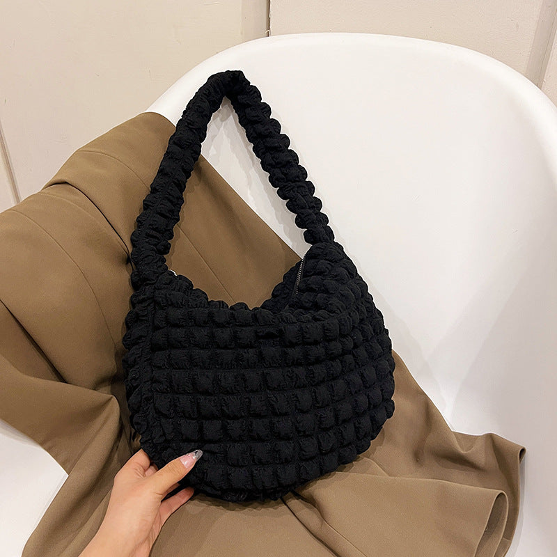 Women's new seersucker pleated cloud bag puff bag