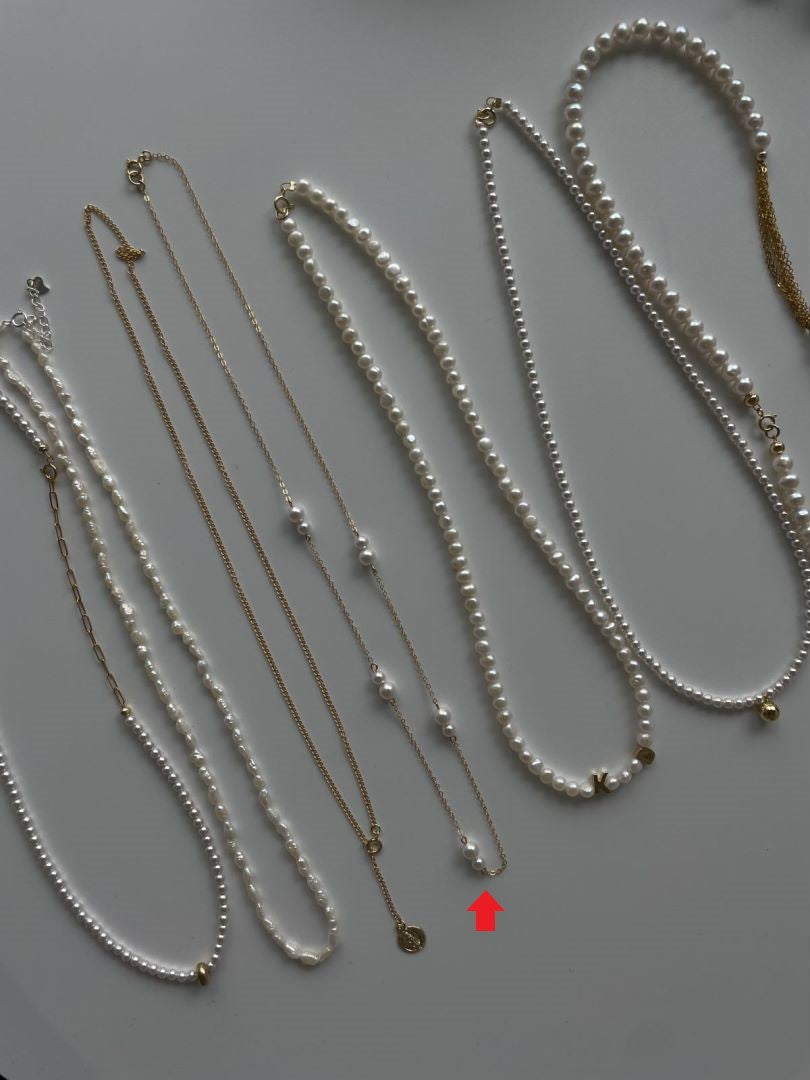Dainty Natural Gold Raindrop Freshwater Beads Pearls stations Necklace