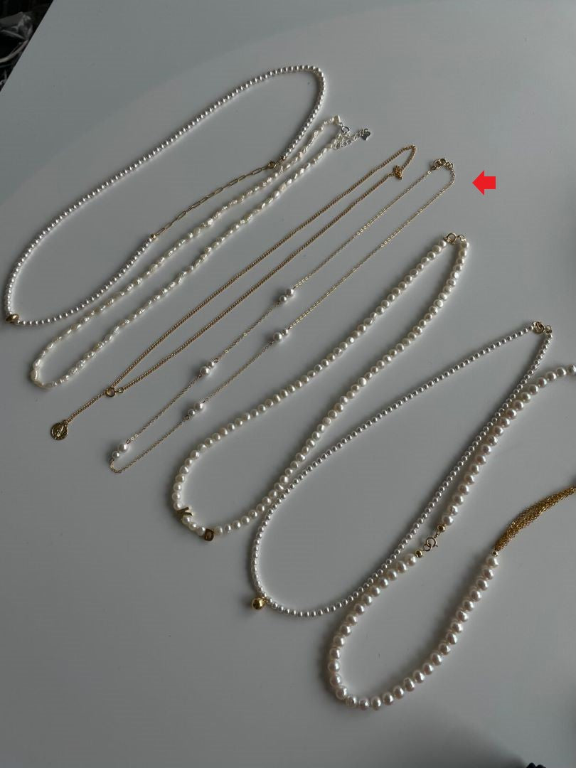 Dainty Natural Gold Raindrop Freshwater Beads Pearls stations Necklace
