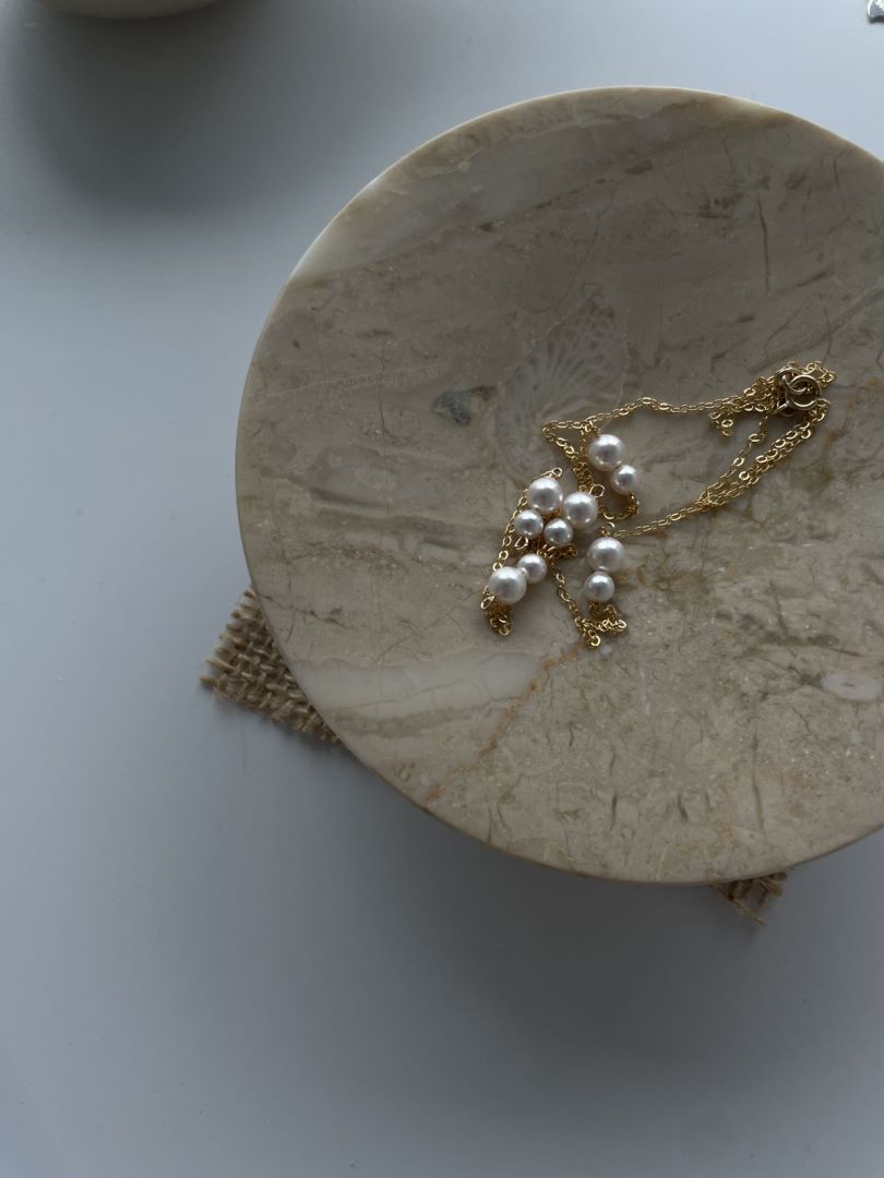 Dainty Natural Gold Raindrop Freshwater Beads Pearls stations Necklace