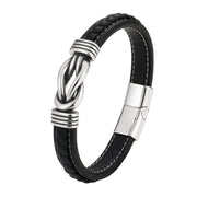 Simple woven leather men's bracelet Stainless steel iron trend bracelet Creative accessories