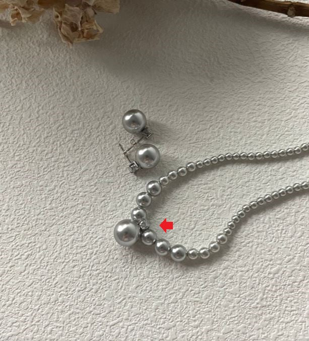 Swarovski mossanite diamond akoya madama color pearl sets necklace 5cm