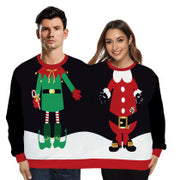 Christmas festival creative digital print double hoodie couple outfit