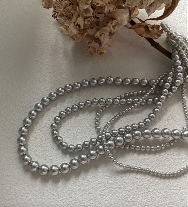 Canguro Vintage grey Silver and white akoya Pearls choker Necklace 5cm