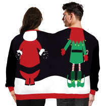 Christmas festival creative digital print double hoodie couple outfit