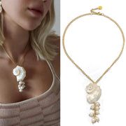 AS Natural Baroque light pearl clavicle chain travel vacation necklace exaggerated conch choker