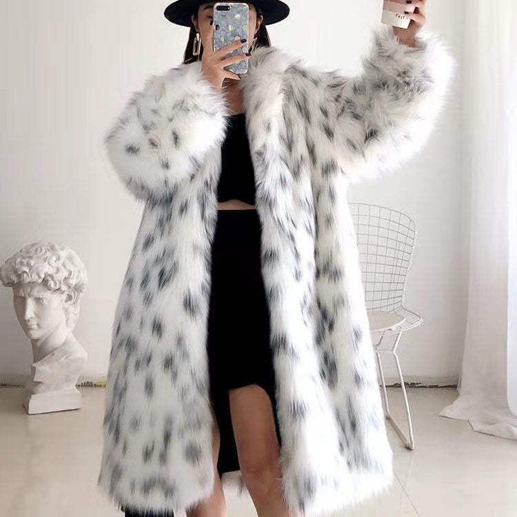 Imitation fur coat mid-length long-sleeved